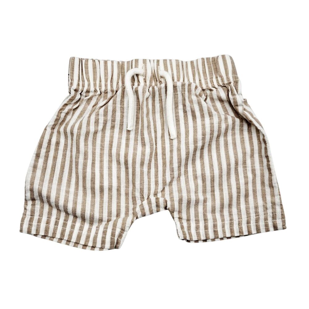 Carter's Just One You Tan White Striped 100% Cotton Shorts Baby Girls Size 9M